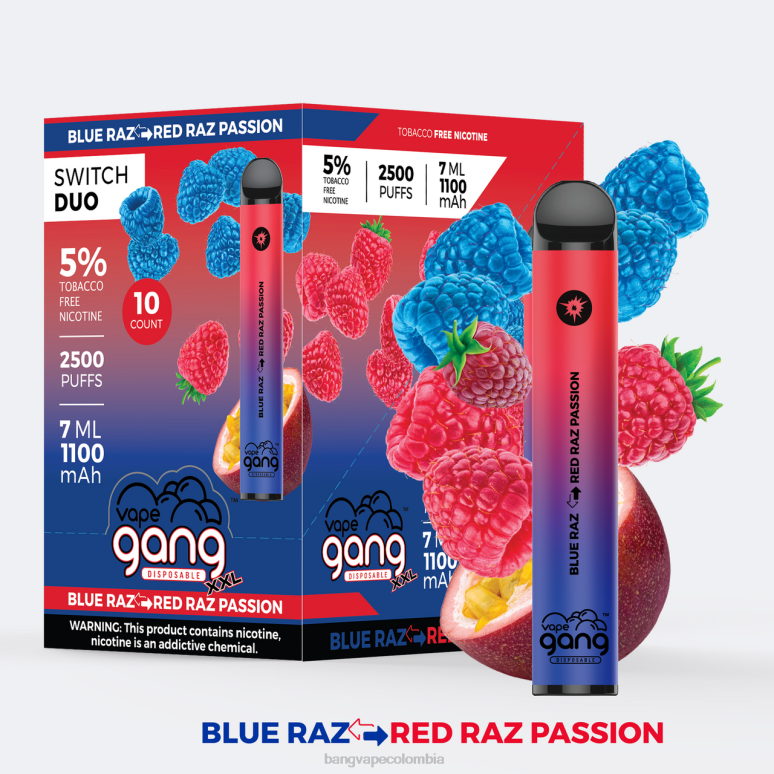 Vape Gang Switch Duo 2 sabores (caja de 10) hielo de fresa - hielo de sandía 6Z0TJ47 - Vape Gang Disposables