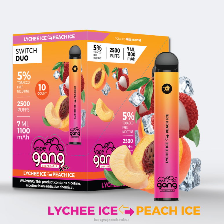 Vape Gang Switch Duo 2 sabores (caja de 10) hielo de fresa - hielo de sandía 6Z0TJ47 - Vape Gang Disposables