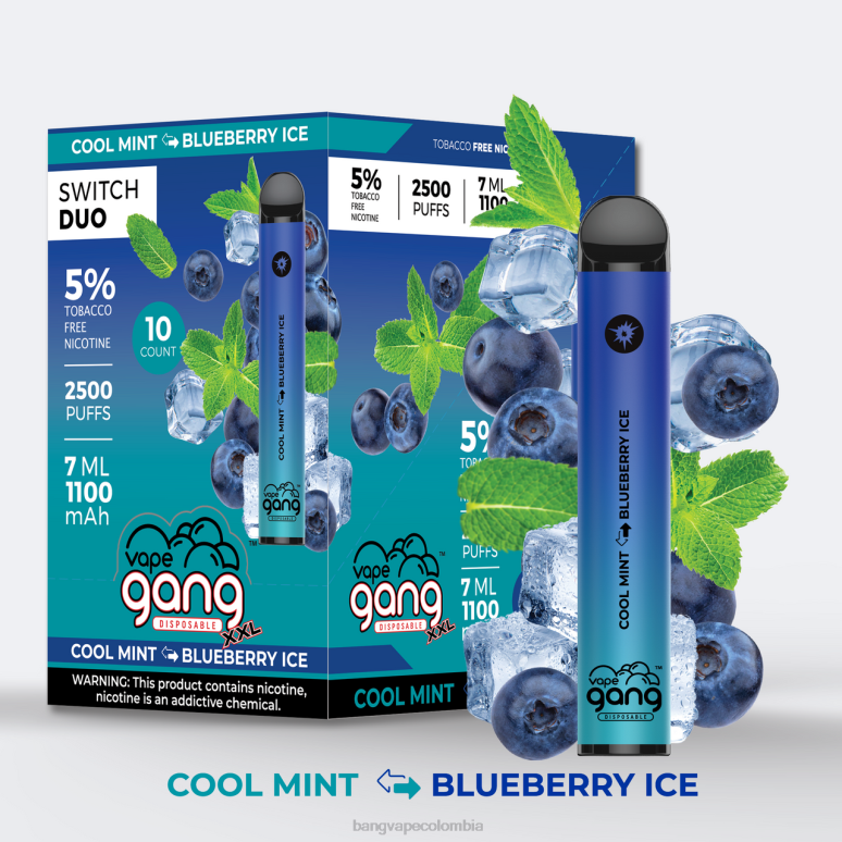 Vape Gang Switch Duo 2 sabores (caja de 10) hielo de fresa - hielo de sandía 6Z0TJ47 - Vape Gang Disposables