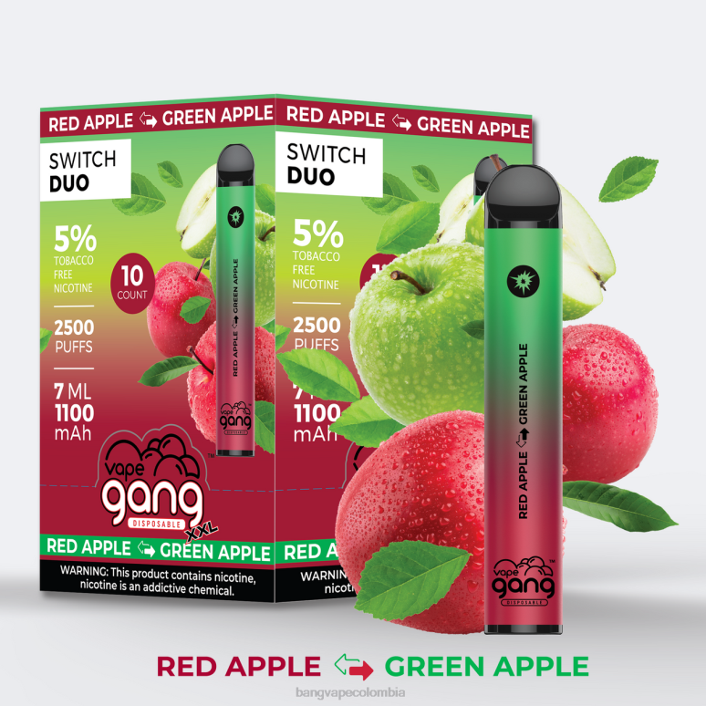 Vape Gang Switch Duo 2 sabores (caja de 10) manzana roja - manzana verde 6Z0TJ46 - Bang Vape Flavors