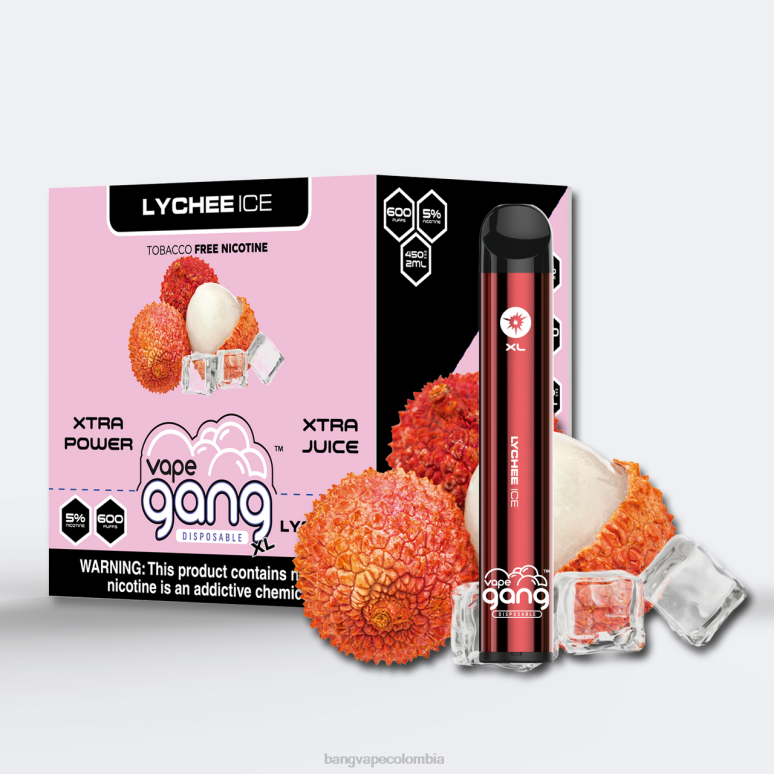 Vape Gang XL vaporizadores desechables 600 inhalaciones (caja de 10) hielo de lichi 6Z0TJ75 - Bang Vape Colombia